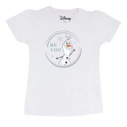 Frozen Girls White Frozen Printed V-Neck Pure Cotton T-shirt-image-79