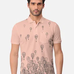 BULLMER Conversational Printed Polo Collar Cotton T-shirt-picture-21