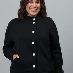 Instafab Plus Women Black Windcheater Tailored Jacket-picture-2