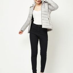 Crimsoune Club Women Silver Solid Nylon Hooded Parka Jacket-picture-27