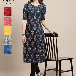 7threads 1 Stop Fashion Women Pack of 6 Printed Crepe Kurtas-picture-42