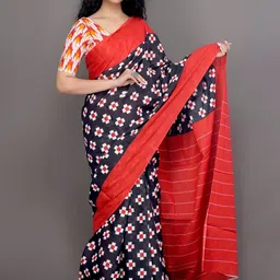 KIAARON Ethnic Motifs Pure Cotton Ikat Saree-picture-14