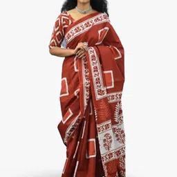 TROPWEAR Ethnic Motifs Pure Cotton Handloom Ikat Saree-picture-38