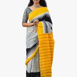 TROPWEAR Ethnic Motifs Pure Cotton Handloom Ikat Saree-picture-13