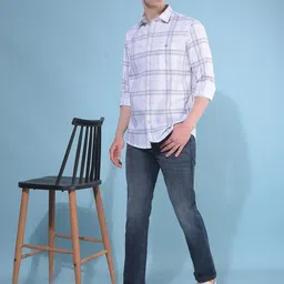 Crimsoune Club Classic Slim Fit Tartan Checks Cotton Checked Casual Shirt-picture-30