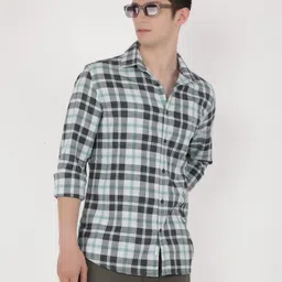 Crimsoune Club Men Classic Slim Fit Tartan Checks Opaque Checked Casual Shirt-image-50