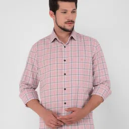 Crimsoune Club Men Classic Slim Fit Tartan Checks Opaque Checked Casual Shirt-picture-31