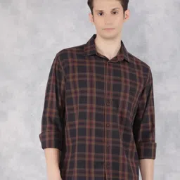 Crimsoune Club Men Classic Slim Fit Tartan Checks Opaque Checked Casual Shirt-picture-22