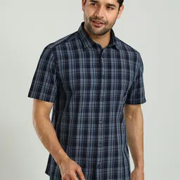 Indian Terrain Classic Slim Fit Tartan Checked Cotton Casual Shirt-image-54