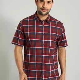 Indian Terrain Tartan Checked Classic Slim Fit Cotton Opaque Casual Shirt-picture-35