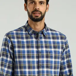 Indian Terrain Classic Slim Fit Tartan Checked Pure Cotton Casual Shirt-picture-27