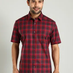 Indian Terrain Classic Slim Fit Tartan Checks Checked Cotton Casual Shirt-picture-34