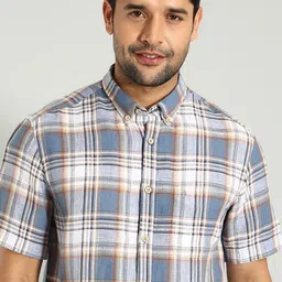 Indian Terrain Men Classic Slim Fit Tartan Checks Opaque Checked Casual Shirt-picture-33