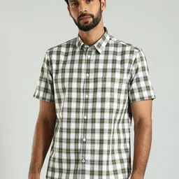 Indian Terrain Classic Spread Collar Slim Fit Tartan Checks Opaque Cotton Casual Shirt-picture-46