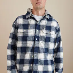 AMERICAN EAGLE OUTFITTERS Tartan Checks Checked Hooded Pure Cotton Casual Shirt-picture-31