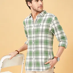 Urban Ranger by pantaloons Slim Fit Tartan Checks Opaque Checked Cotton Casual Shirt-picture-41