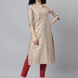 Stylum Women Beige Checked Kurta image 1