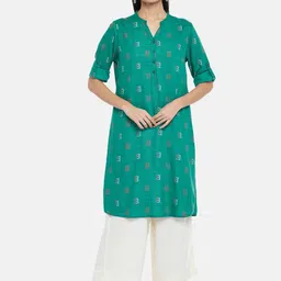 RANGMANCH BY PANTALOONS Women Green Geometric Printed Kurta-picture-17