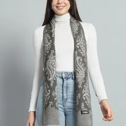 HANDICRAFT PALACE Paisley Printed Tasselled Reversible Woven Wool Scarf image 1