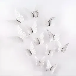 Jaamso Royals 12-Pcs Grey Butterfly WallStickers-image-1