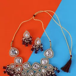Cierra Gold-Plated Kundan-Studded & Beads-Beaded Jewellery Set-picture-17