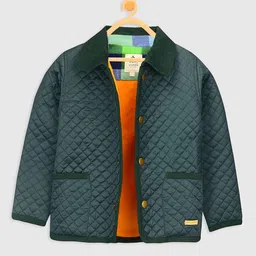 Cherry Crumble Unisex Kids Green Colourblocked Insulator Quilted Jacket-picture-40