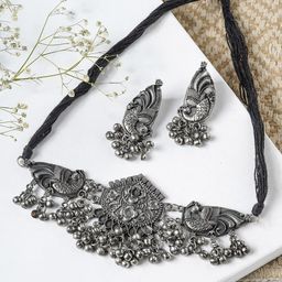 TEEJH Oxidised Silver-Plated Aarthi Jewellery Set-picture-27