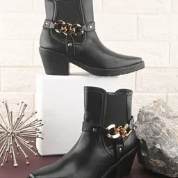 The Roadster Lifestyle Co Women Round Toe Mid-Top Block Heel Boots-image-38