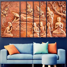 Casperme Brown 6 Pieces Buddha Wooden Painting Wall arts-image-91