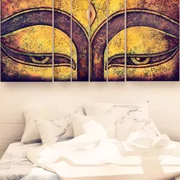 Casperme Yellow & Brown 6 Pieces Buddha Wooden Painting Wall Art-image-18