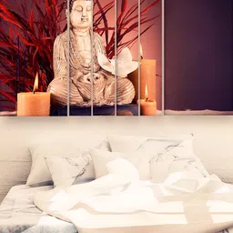 Casperme Red & Beige 6 Pieces Wooden Buddha Painting Wall Arts-image-63