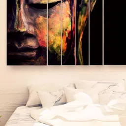 Casperme Black & Beige 6 Pcs Buddha Wooden Wall Art-image-65
