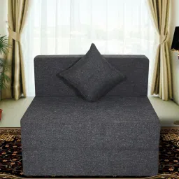 seventh heaven Rest Mantra 8 Inch PU Foam (72x36) 1 Seater Sofa Cum Mattress In Dark Grey Colour image 1
