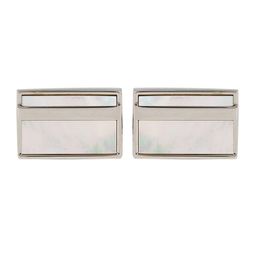 peluche PPELUCHE Men Silver Mother of Pearl Stone Cufflinks-picture-48