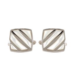 PELUCHE Silver-Toned Natural Mother of Pearl Stone Cufflink-picture-36