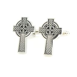 PELUCHE Black & Silver-Toned The Celtic Cross Symbol Cufflink-picture-25
