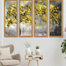 999store Leave Multicolour Canvas Framed Landscape Art Panel image 1