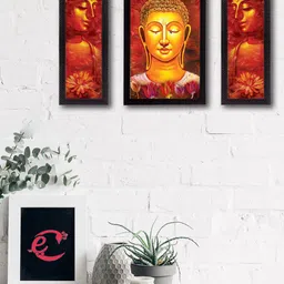 eCraftIndia Set of 3 Multicoloured Lord Buddha UV Wall Art-picture-32