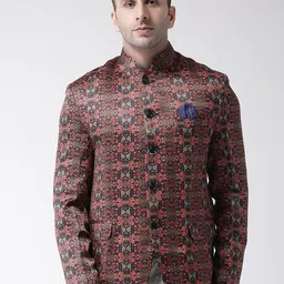Hangup Men Black & Pink Party Regular Fit Printed Single-Breasted Blazers-picture-12