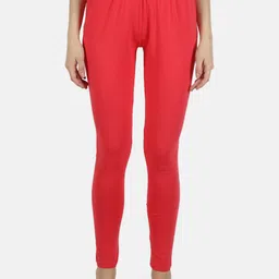 Monte Carlo Women Coral Pink Solid Ankle-Length Leggings image 1