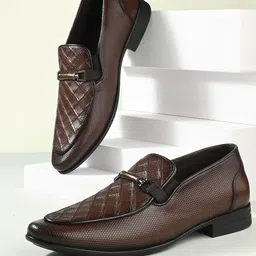 Hitz Men Textured Leather Formal Loafers-image-23