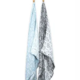 Doctor Towels Blue & Charcoal 2 Pieces Printed Banana Jacquard 300 GSM Bath Towel-image-92