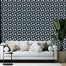 Wallpics Navy Blue & White Floral Printed Self-Adhesive Wallpaper-picture-16