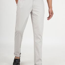 JADE BLUE Men Slim Fit Mid-Rise Cotton Trousers-picture-2