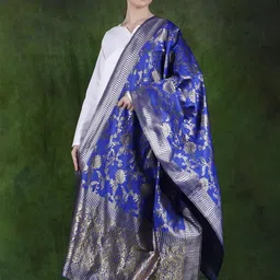 Exotic India Floral Woven Design Zari Detailed Banarasi Dupatta-picture-19