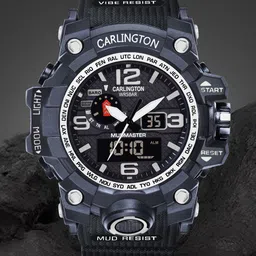 CARLINGTON Men Printed Dial & Black Straps Analogue And Digital Watch CT 3344 Black-picture-35