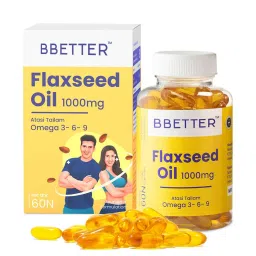 BBETTER Omega 3 6 9 Flaxseed Oil Softgels - Vegetarian alternative of Omega 3 fish oil for a Brain - GMP Certified Flaxseed oil - 1000mg Flax Seed Oil capsules-picture-16