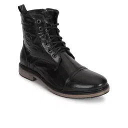 Allen Cooper Men Leather Block Healed Regular Boots-picture-36