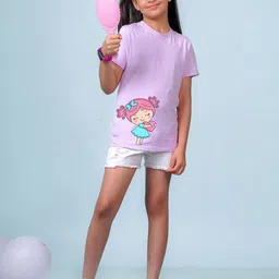 NUSYL Girls Graphic Printed Round Neck Short Sleeves T-shirt-picture-15