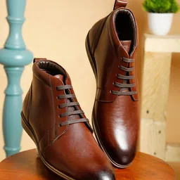 Teakwood Leathers Men Brown Colourblocked Leather Flat Boots-image-63